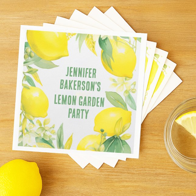 Watercolor Lemon Pattern Birthday Party Napkins (Watercolor Lemon Pattern Birthday Party Napkins
)