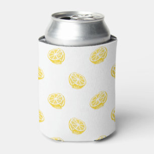 Watercolor Lemon Pattern Can Cooler