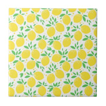 Watercolor Lemon Pattern Ceramic Tile by bestgiftideas at Zazzle