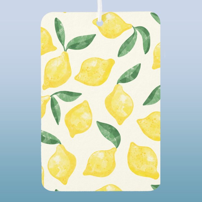 Watercolor Lemon Pattern Citrus Air Freshener (Citrus Lemon pattern air freshener)