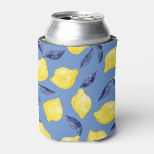 Watercolor Lemon Pattern Citrus Can Cooler