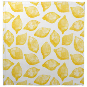 Watercolor Lemon Pattern Citrus Cloth Napkin
