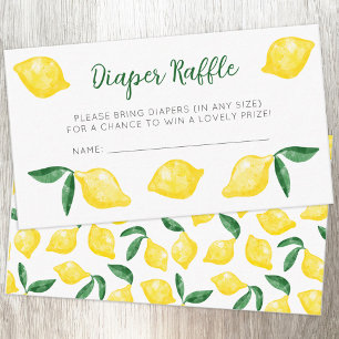 Watercolor Lemon Pattern Citrus Diaper Raffle Enclosure Card