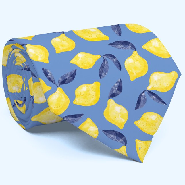 Watercolor Lemon Pattern Citrus Neck Tie (Creator Uploaded)