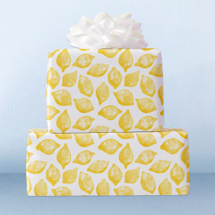 Watercolor Lemon Pattern Citrus Wrapping Paper