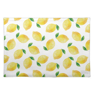 Watercolor Lemon Pattern Cloth Placemat