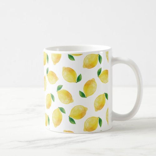 Watercolor Lemon Pattern Coffee Mug