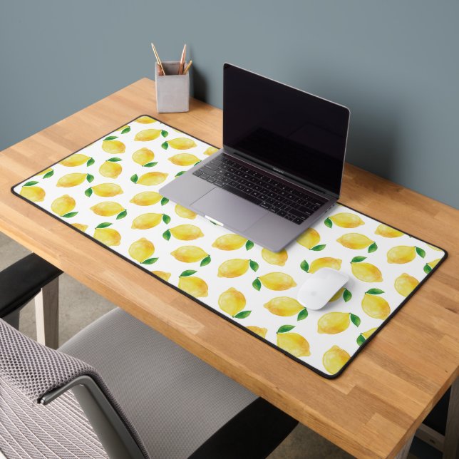 Watercolor Lemon Pattern Desk Mat (Office 2)