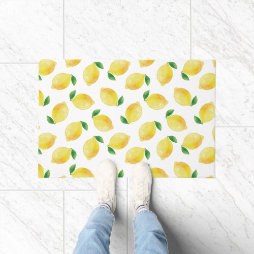 Watercolor Lemon Pattern Doormat