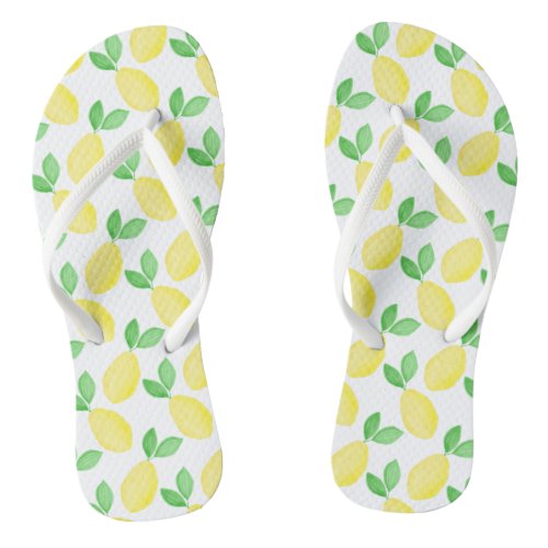 Watercolor Lemon Pattern Flip Flops