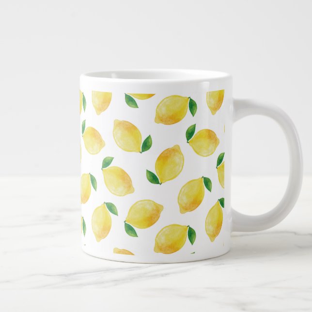Watercolor Lemon Pattern Giant Coffee Mug (Right)