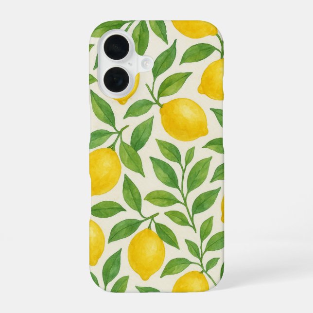watercolor lemon pattern iphone case (Back)