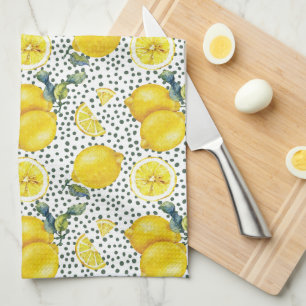 Watercolor Lemon Pattern Kitchen Kitchen Towel
