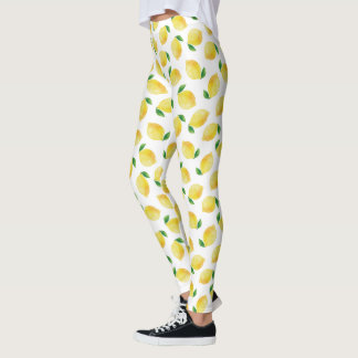 Watercolor Lemon Pattern Leggings