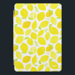 Watercolor Lemon Pattern Monogram iPad Pro Cover<br><div class="desc">Bright and cheerful iPad pro cover featuring watercolor lemon pattern. Personalize by adding a monogram. The monogram is located on the lower right side of the cover.</div>