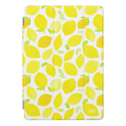 Watercolor Lemon Pattern Monogram iPad Pro Cover