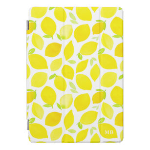 Watercolor Lemon Pattern Monogram iPad Pro Cover