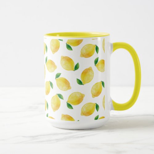 Watercolor Lemon Pattern Mug