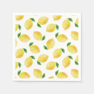 Watercolor Lemon Pattern Napkins