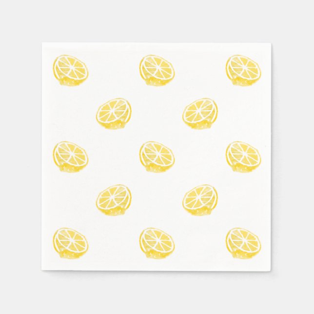 Watercolor Lemon Pattern Paper Napkins (Front)