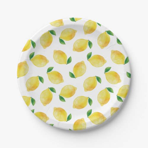 Watercolor Lemon Pattern Paper Plates