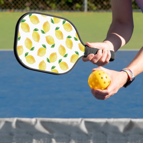 Watercolor Lemon Pattern Pickleball Paddle