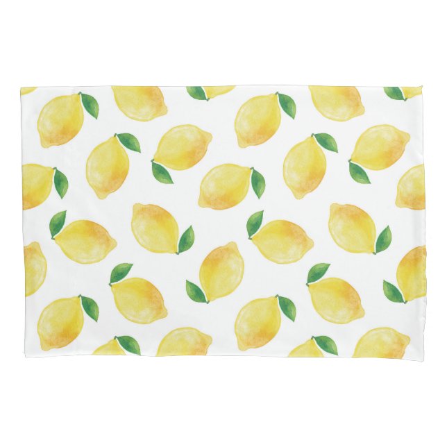 Watercolor Lemon Pattern Pillow Case (Front-Left)