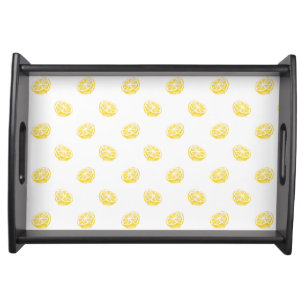 Watercolor Lemon Pattern Serving Tray
