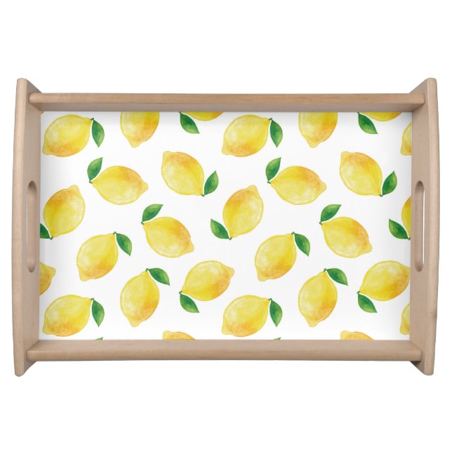 Watercolor Lemon Pattern Serving Tray (Front)