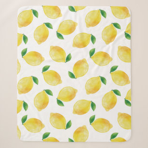 Watercolor Lemon Pattern Sherpa Blanket
