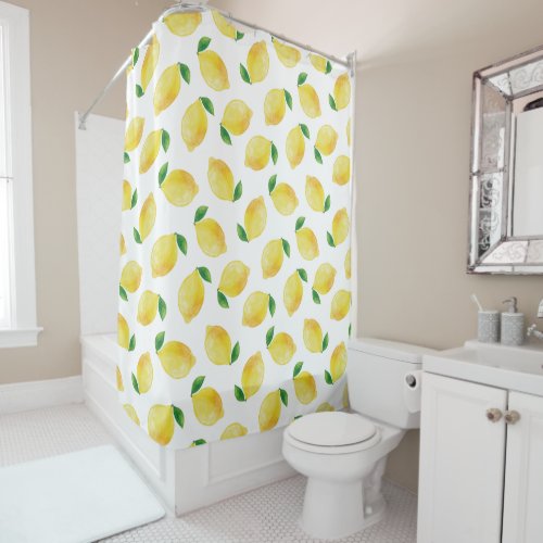 Watercolor Lemon Pattern Shower Curtain
