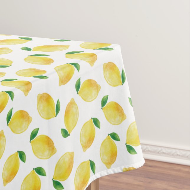 Watercolor Lemon Pattern Tablecloth (In Situ)