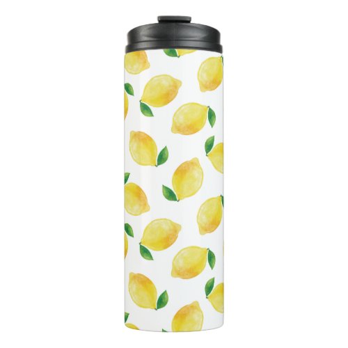 Watercolor Lemon Pattern Thermal Tumbler