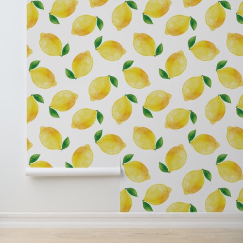 Watercolor Lemon Pattern Wallpaper