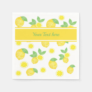 Watercolor Lemon pattern with text personalized Napkins