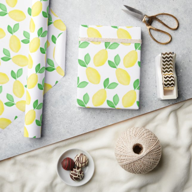 Watercolor Lemon Pattern Wrapping Paper (Crafts)