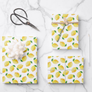 Watercolor Lemon Pattern Wrapping Paper Sheets