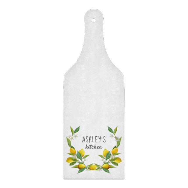 Watercolor Lemon personalized Cutting Board (Front)