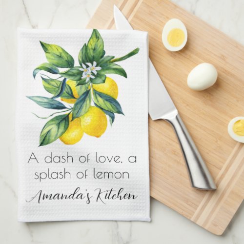 Watercolor Lemon Personalized  Kitchen Towel