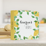 Watercolor Lemon Personalized Recipe Binder<br><div class="desc">Our summery and sweet recipe binder design features your name or text of choice nestled in a crop of yellow watercolor lemons and vibrant green leaves. Makes a great bridal shower gift when filled with special recipes collected from guests!</div>