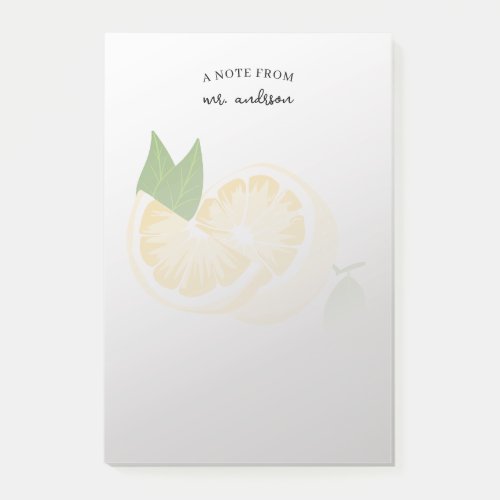 Watercolor lemon Personalized Teacher Post_it Notes