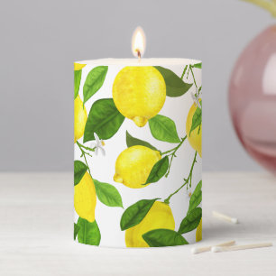 Watercolor Lemon Pillar Candle