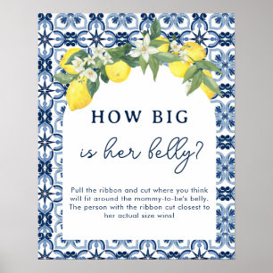 Watercolor Lemon Positano Baby Shower Games Poster