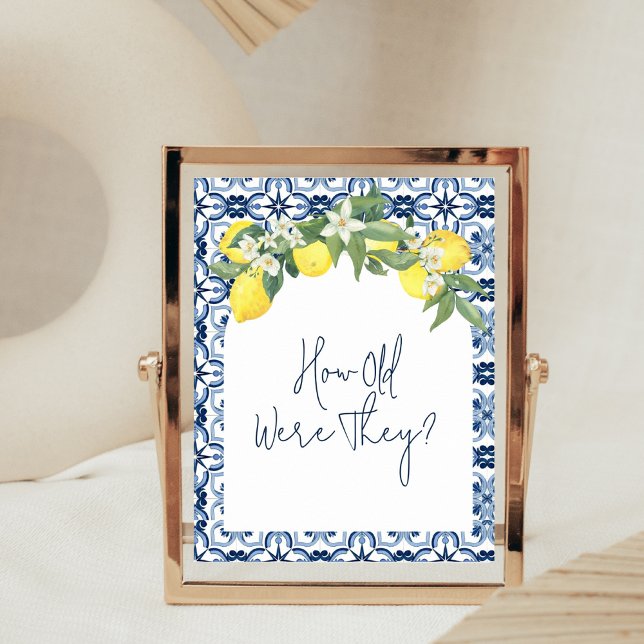 Watercolor Lemon Positano Bridal Shower Games Poster (Creator Uploaded)