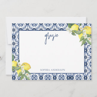 Watercolor Lemon Positano Bridal Shower Thank You Card