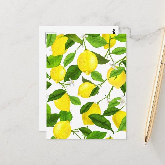 Watercolor Lemon Postcard (Front/Back In Situ)