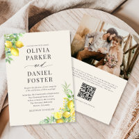 Watercolor Lemon QR Code Photo Wedding
