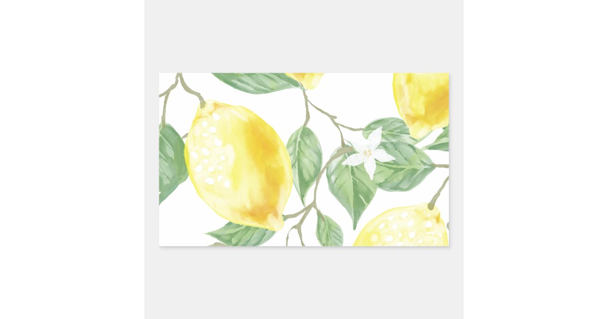 Watercolor Lemon Rectangular Sticker | Zazzle