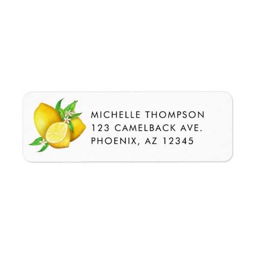Watercolor Lemon Return Address Label