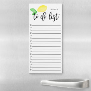 Watercolor Lemon Script Personalized To Do List Magnetic Notepad